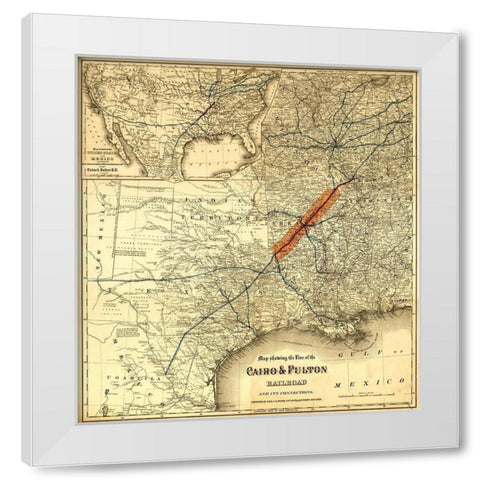Cairo and Fulton Railroad 1871 White Modern Wood Framed Art Print by Vintage Maps