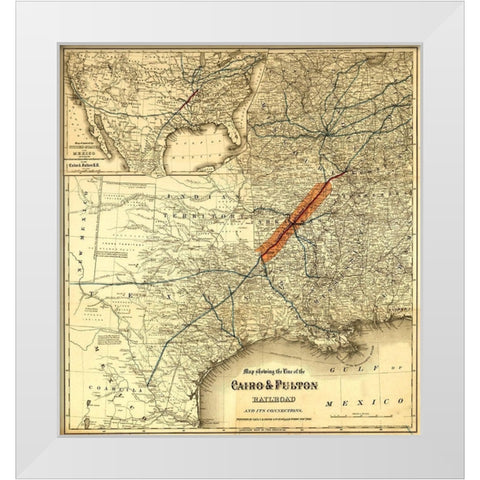Cairo and Fulton Railroad 1871 White Modern Wood Framed Art Print by Vintage Maps