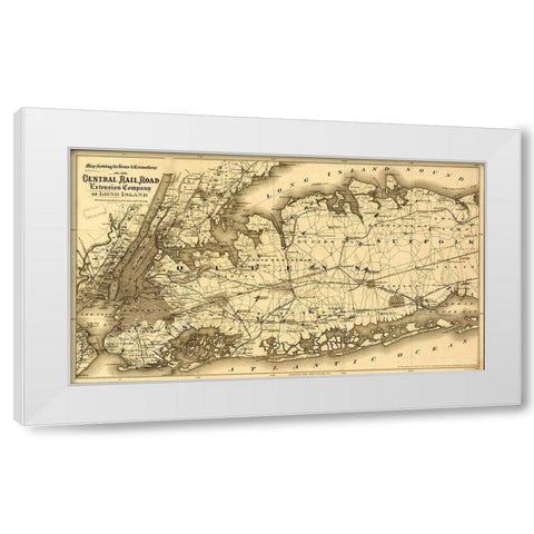 Central Rail Road Extension Company of Long Island 1873 White Modern Wood Framed Art Print by Vintage Maps