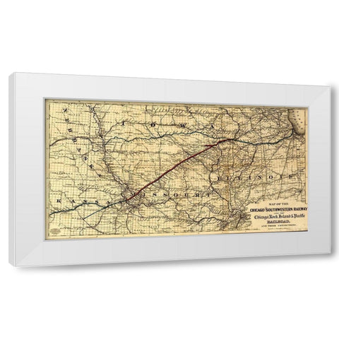 Chicago and Southwestern Railway and the Chicago Rock Island and Pacific Railroad 1869 White Modern Wood Framed Art Print by Vintage Maps