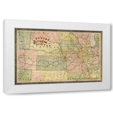 Chicago Burlington and Quincy 1881 White Modern Wood Framed Art Print by Vintage Maps