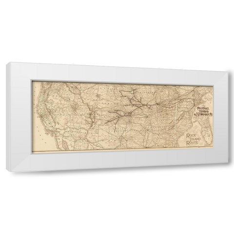 Chicago Kansas and Nebraska 1888 White Modern Wood Framed Art Print by Vintage Maps