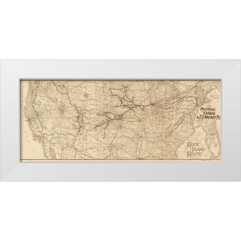 Chicago Kansas and Nebraska 1888 White Modern Wood Framed Art Print by Vintage Maps
