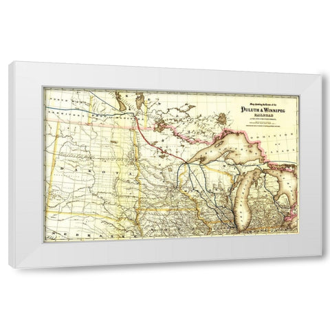 Duluth and Winnipeg Railroad 1881 White Modern Wood Framed Art Print by Vintage Maps