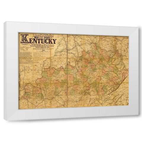 Kentucky 1862 White Modern Wood Framed Art Print by Vintage Maps