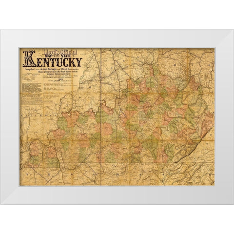 Kentucky 1862 White Modern Wood Framed Art Print by Vintage Maps