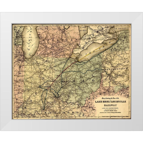 Lake Erie and Louisville Railway White Modern Wood Framed Art Print by Vintage Maps