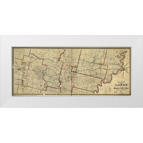 Memphis and Little Rock Railroad Company 1878 White Modern Wood Framed Art Print by Vintage Maps
