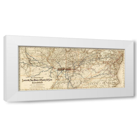 Louisville New Albany and St Louis Air Line Railroad 1872 White Modern Wood Framed Art Print by Vintage Maps