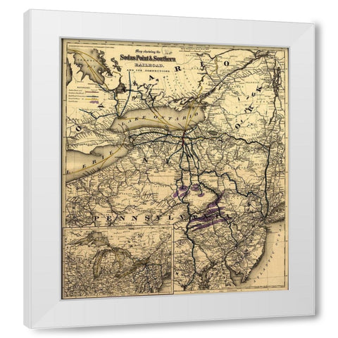 Sodus Point and Southern 1872 White Modern Wood Framed Art Print by Vintage Maps