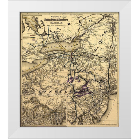 Sodus Point and Southern 1872 White Modern Wood Framed Art Print by Vintage Maps