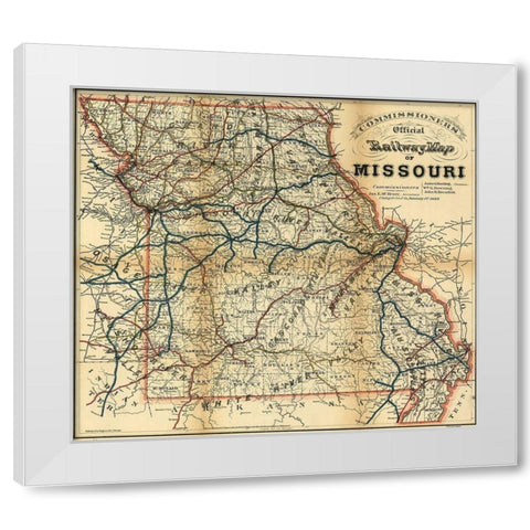 Missouri 1887 White Modern Wood Framed Art Print by Vintage Maps