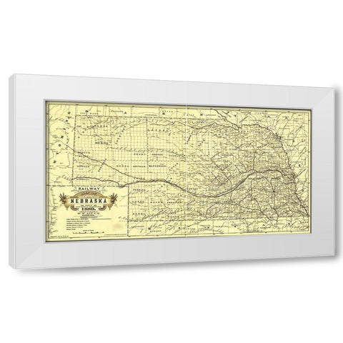 Nebraska 1889 White Modern Wood Framed Art Print by Vintage Maps