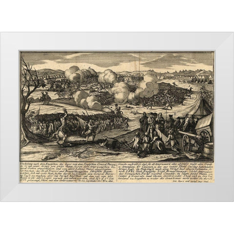 English Army of General Burgoyne with his German Troops 1777 White Modern Wood Framed Art Print by Vintage Maps