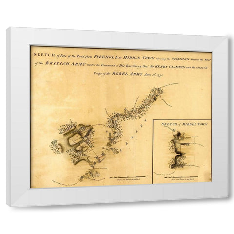 Road from Freehold to Middletown White Modern Wood Framed Art Print by Vintage Maps