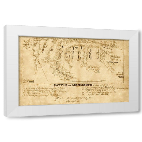 Battle of Monmouth New Jersey 1778 White Modern Wood Framed Art Print by Vintage Maps