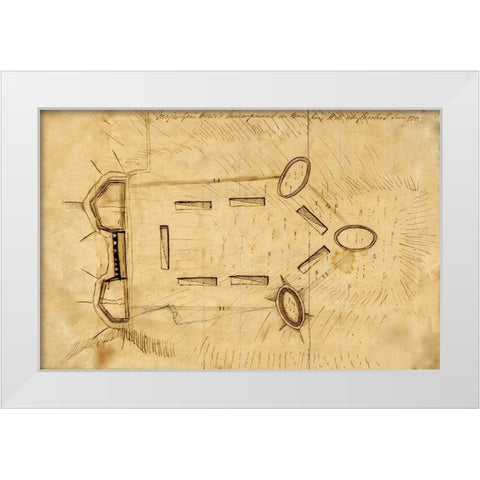 British Encampment under Howe at Bunker Hill 1775 White Modern Wood Framed Art Print by Vintage Maps