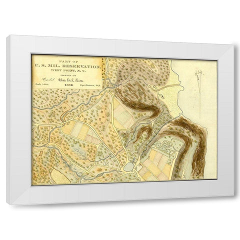US Military Reservation West Point 1889 White Modern Wood Framed Art Print by Vintage Maps