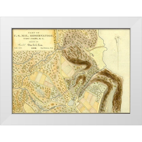 US Military Reservation West Point 1889 White Modern Wood Framed Art Print by Vintage Maps