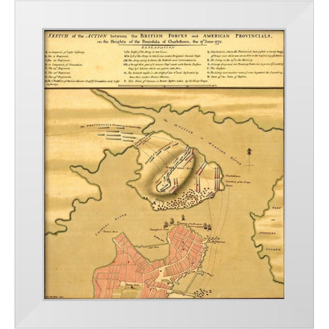 Battle of Bunker Hill 1775 White Modern Wood Framed Art Print by Vintage Maps