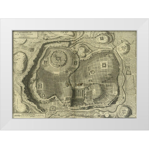 Antique Map of Jerusalem White Modern Wood Framed Art Print by Vintage Maps