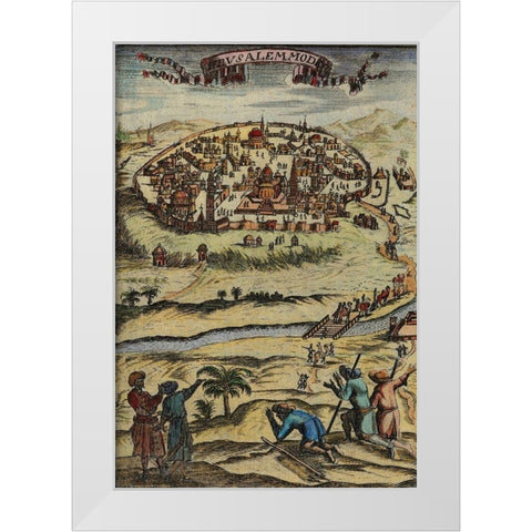 Antique Map of Jerusalem White Modern Wood Framed Art Print by Vintage Maps