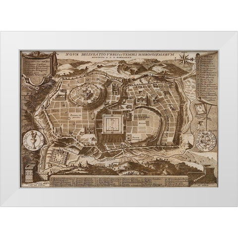 Antique Map of Jerusalem White Modern Wood Framed Art Print by Vintage Maps