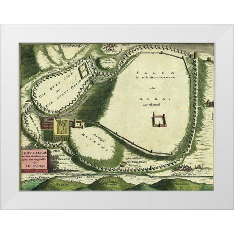 Antique Map of Jerusalem White Modern Wood Framed Art Print by Vintage Maps