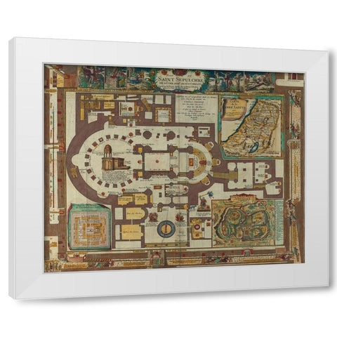 Antique Map of Jerusalem White Modern Wood Framed Art Print by Vintage Maps