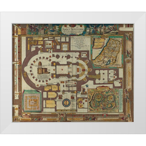 Antique Map of Jerusalem White Modern Wood Framed Art Print by Vintage Maps