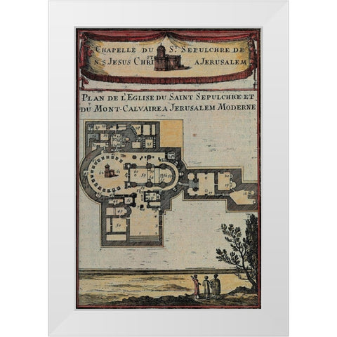Antique Map of Jerusalem White Modern Wood Framed Art Print by Vintage Maps