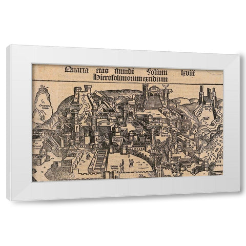 Antique Map of Jerusalem White Modern Wood Framed Art Print by Vintage Maps