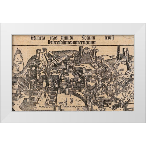 Antique Map of Jerusalem White Modern Wood Framed Art Print by Vintage Maps