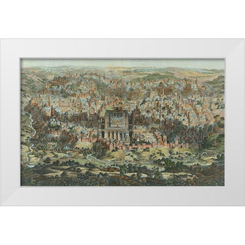 Antique Map of Jerusalem White Modern Wood Framed Art Print by Vintage Maps