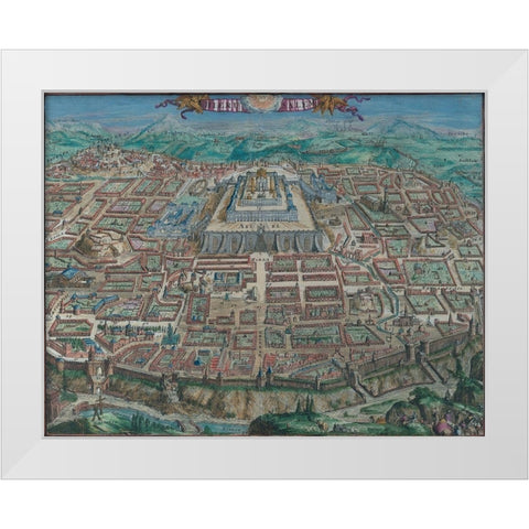 Antique Map of Jerusalem White Modern Wood Framed Art Print by Vintage Maps