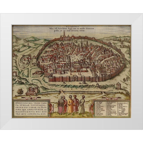 Antique Map of Jerusalem White Modern Wood Framed Art Print by Vintage Maps
