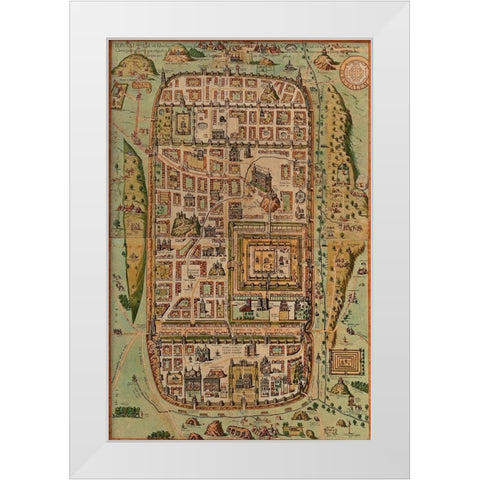 Antique Map of Jerusalem White Modern Wood Framed Art Print by Vintage Maps
