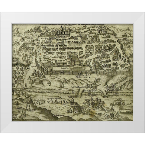 Antique Map of Jerusalem White Modern Wood Framed Art Print by Vintage Maps