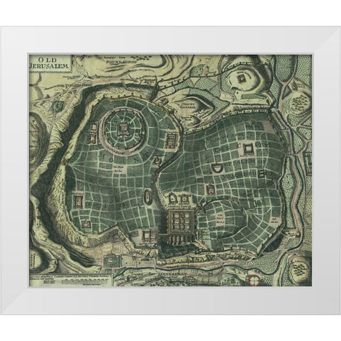 Antique Map of Jerusalem White Modern Wood Framed Art Print by Vintage Maps