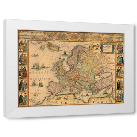 Map of Europe White Modern Wood Framed Art Print by Vintage Maps
