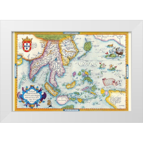 East Indies by Ortelius White Modern Wood Framed Art Print by Ortelius, Abraham