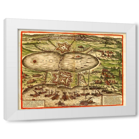 Tunis Carthage Tunisia White Modern Wood Framed Art Print by Hogenberg, Braun