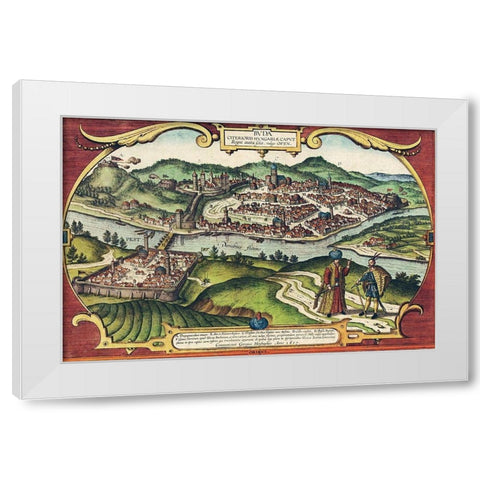 Buda Hungary White Modern Wood Framed Art Print by Hogenberg, Braun