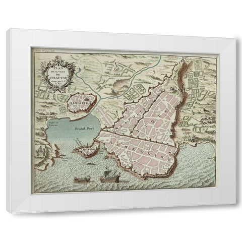 Sicily White Modern Wood Framed Art Print by Hogenberg, Braun