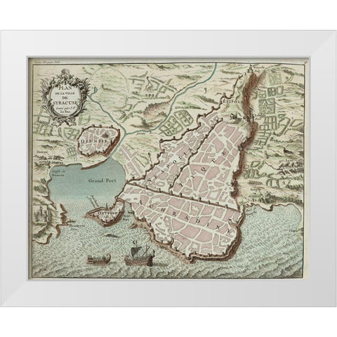 Sicily White Modern Wood Framed Art Print by Hogenberg, Braun