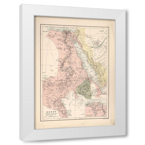 Egypt Arabia Petra and Abyssinia 1885 White Modern Wood Framed Art Print by Bartholomew, John George
