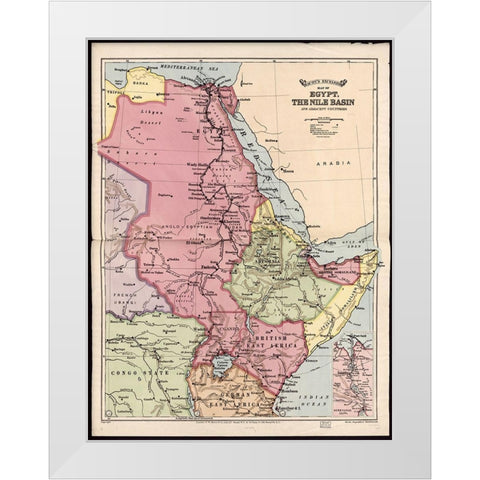 Nile Basin 1916 White Modern Wood Framed Art Print by G W Bacon and Co