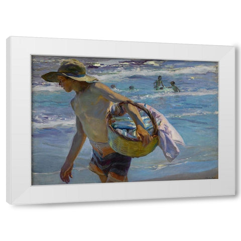 Bastida The Fisherman White Modern Wood Framed Art Print by Sorolla, Joaquin