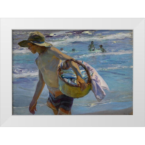 Bastida The Fisherman White Modern Wood Framed Art Print by Sorolla, Joaquin