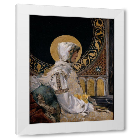 In Prayer White Modern Wood Framed Art Print by Sorolla, Joaquin